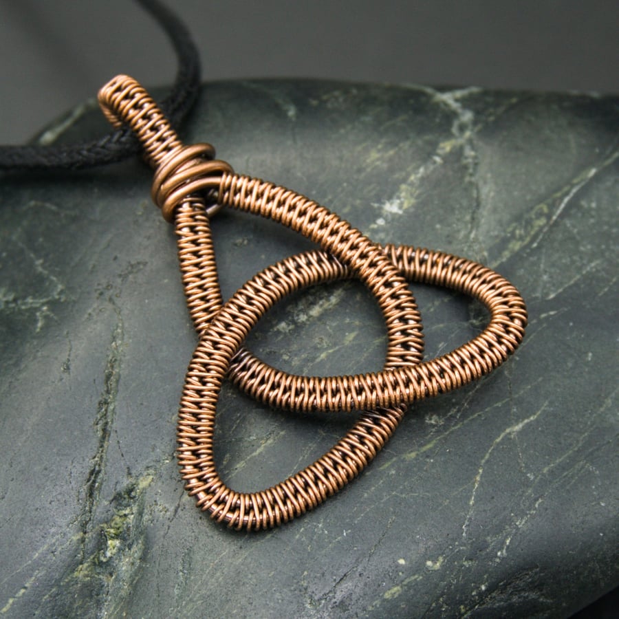 SALE - Copper Wire Weave Celtic Knot Pendant 