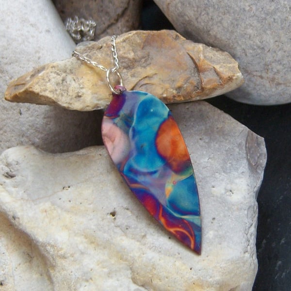 Flame Painted Copper Pendant