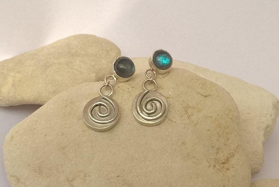 Spiral Stone Earrings