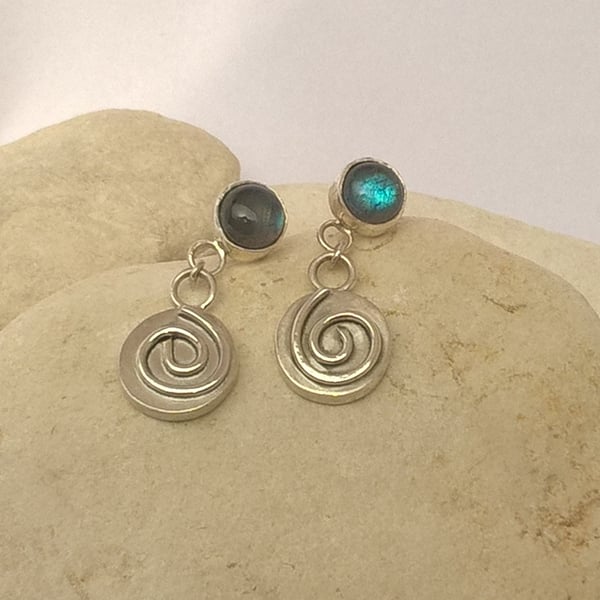 Spiral Stone Earrings