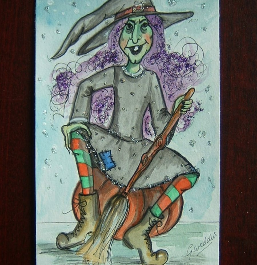 Cartoon witch 4x6 painting ref 705
