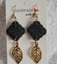 Blank Diamond and Gold Leaf Polymer Clay Handmade Earrings, 316 Stainless Steel