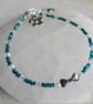 Anklet Hematite Hearts Crystals And Teal Seed Beads   