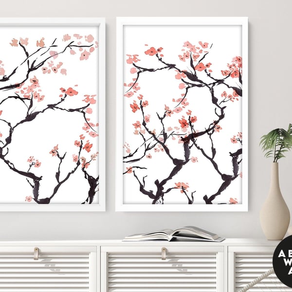 Home Decor Wall hanging, Japandi Cherry Blossom Home Decor Wall art, Zen Garden 