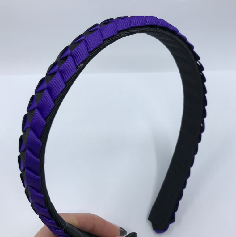 Black and Purple Pleated Hairband