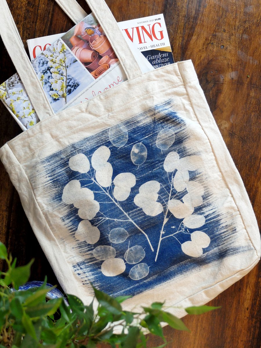 Honesty Cyanotype Print Canvas Bag