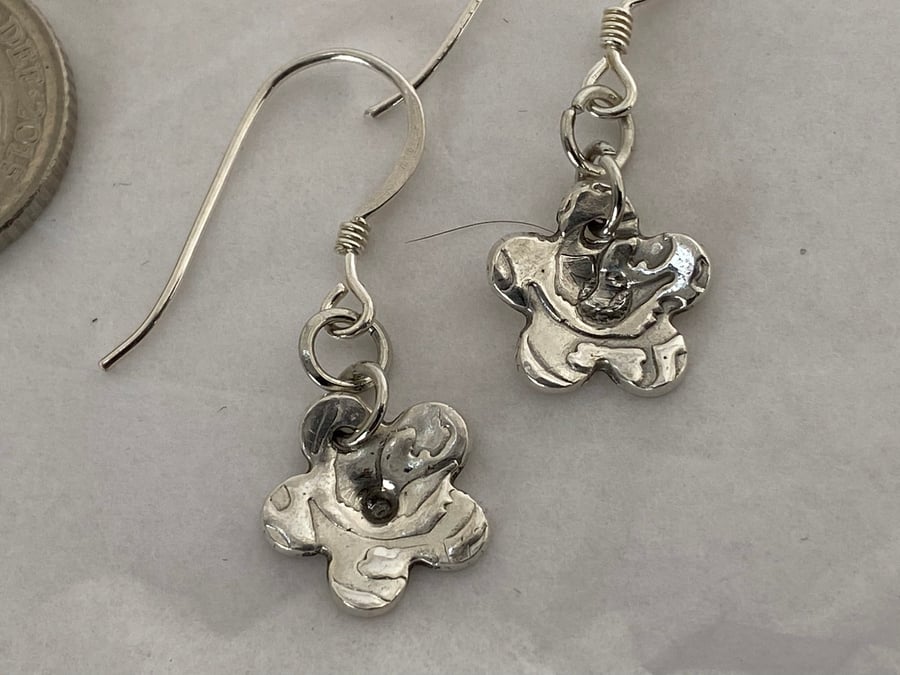 Silver Embossed Blossom Earrings