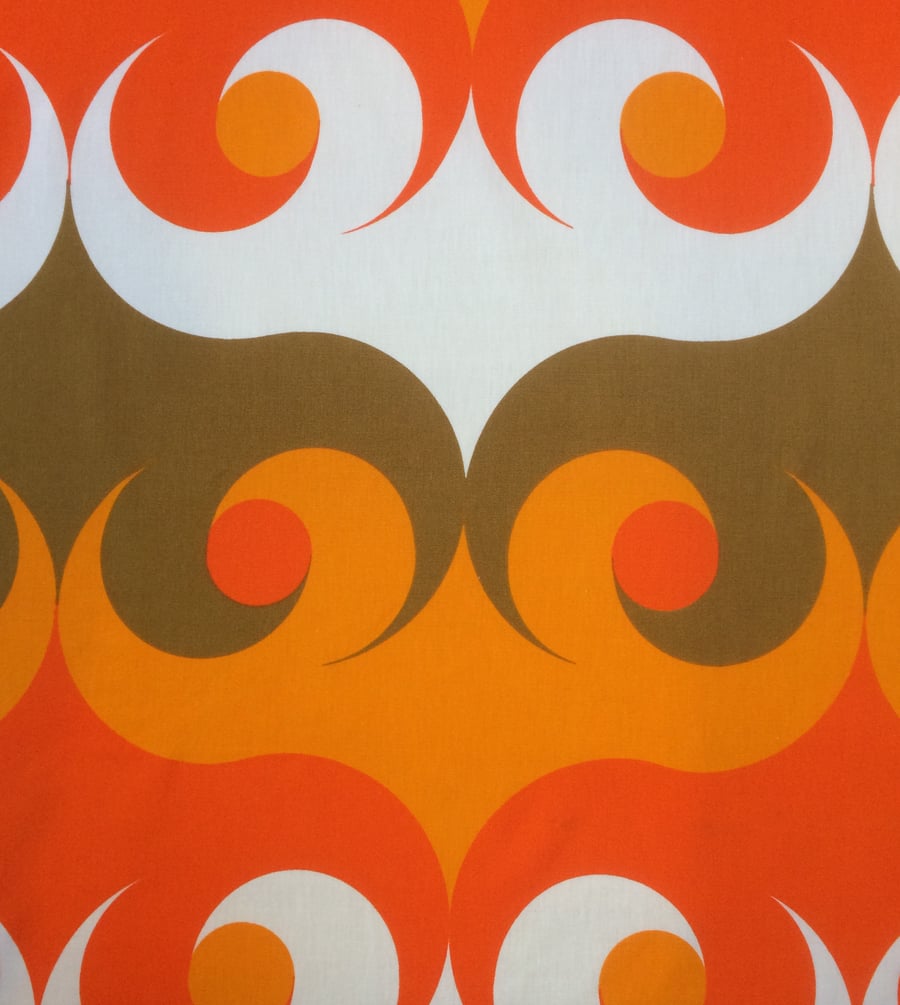 Funky Orange Abstract Cyclo 60s 70s Moygashel VIntage fabric Lampshade