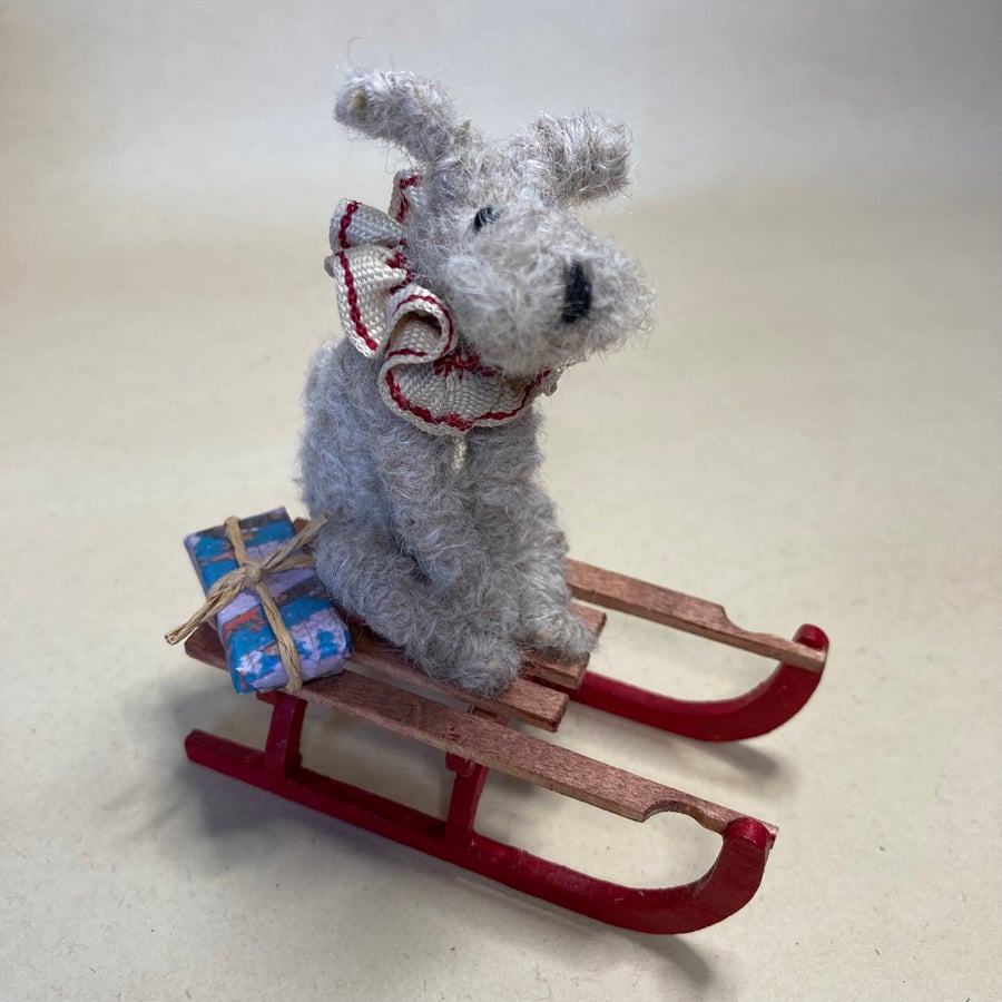 Christmas Dog on a Sledge. 