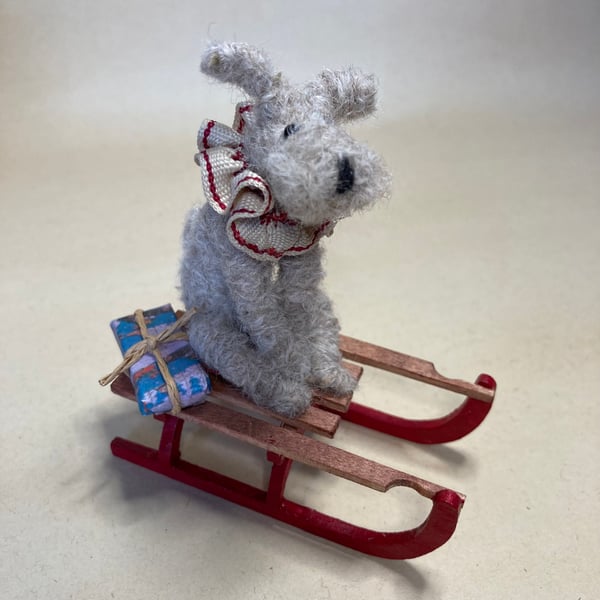 Christmas Dog on a Sledge. 