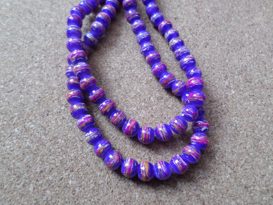 50 x Transparent Drawbench Glass Beads - Round - 6mm - Purple 