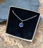 Handcrafted Unique Pendant Recycled Sterling Silver Blue & white Swirl.
