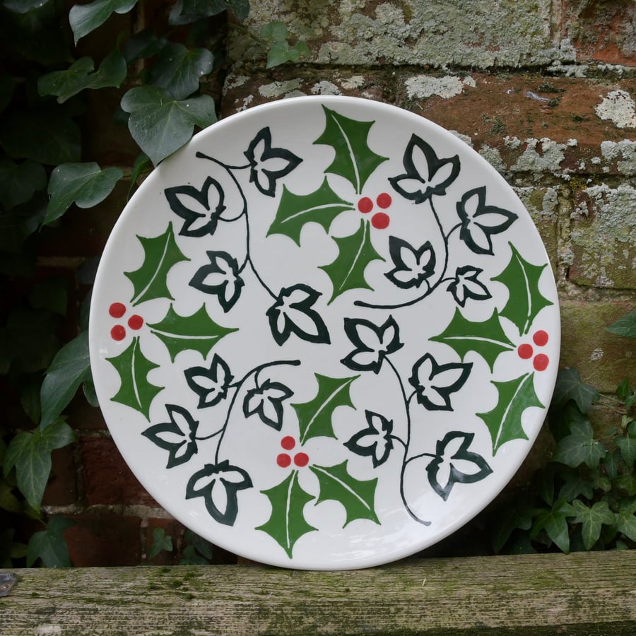 Christmas Holly and Ivy Platter