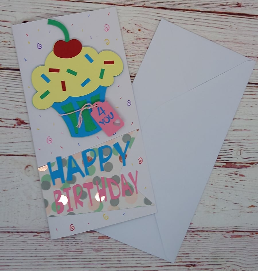 Tall cupcake birthday card 4 you, tasty cupcake card