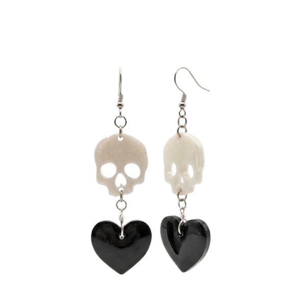 Resin Earrings - Skulls and Hearts