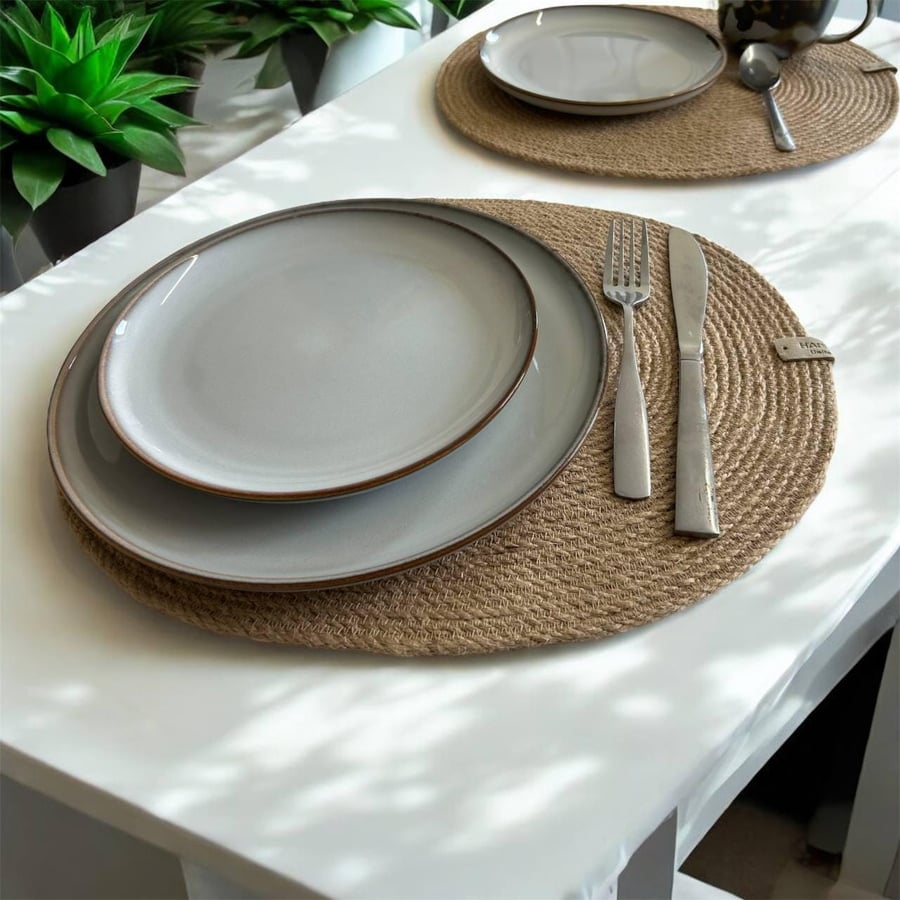 Handmade Oval Jute Placemats Rustic Natural Table Decor