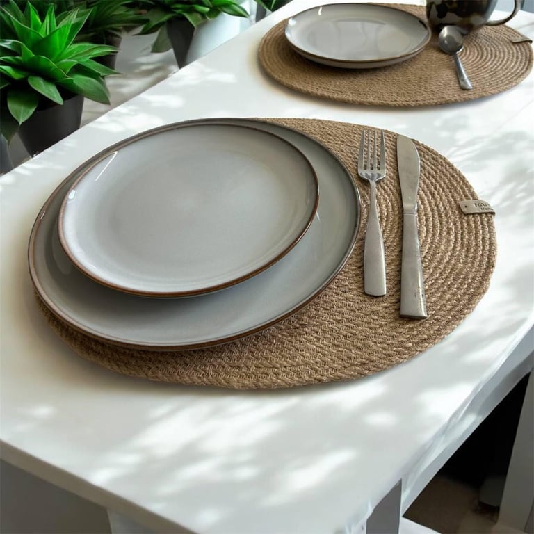 Handmade Oval Jute Placemats Rustic Natural Table Decor