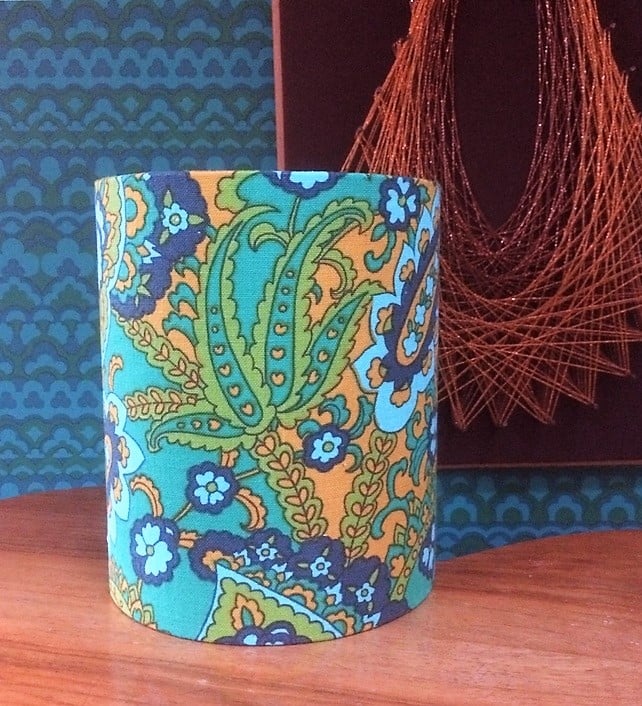 Funky Paisley 60s 70s Vintage Fabric Lampshade