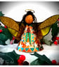 Large: Orange Tin Angel Christmas tree topper - Image 1