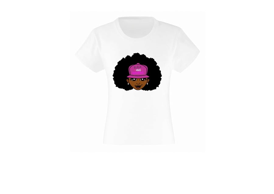Afro Girl in Cap T shirt - Custom Printed T shirt