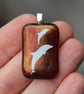 Red irid dolphin glass pendant, fused glass pendant, dolphin pendant,F35 - Image 2