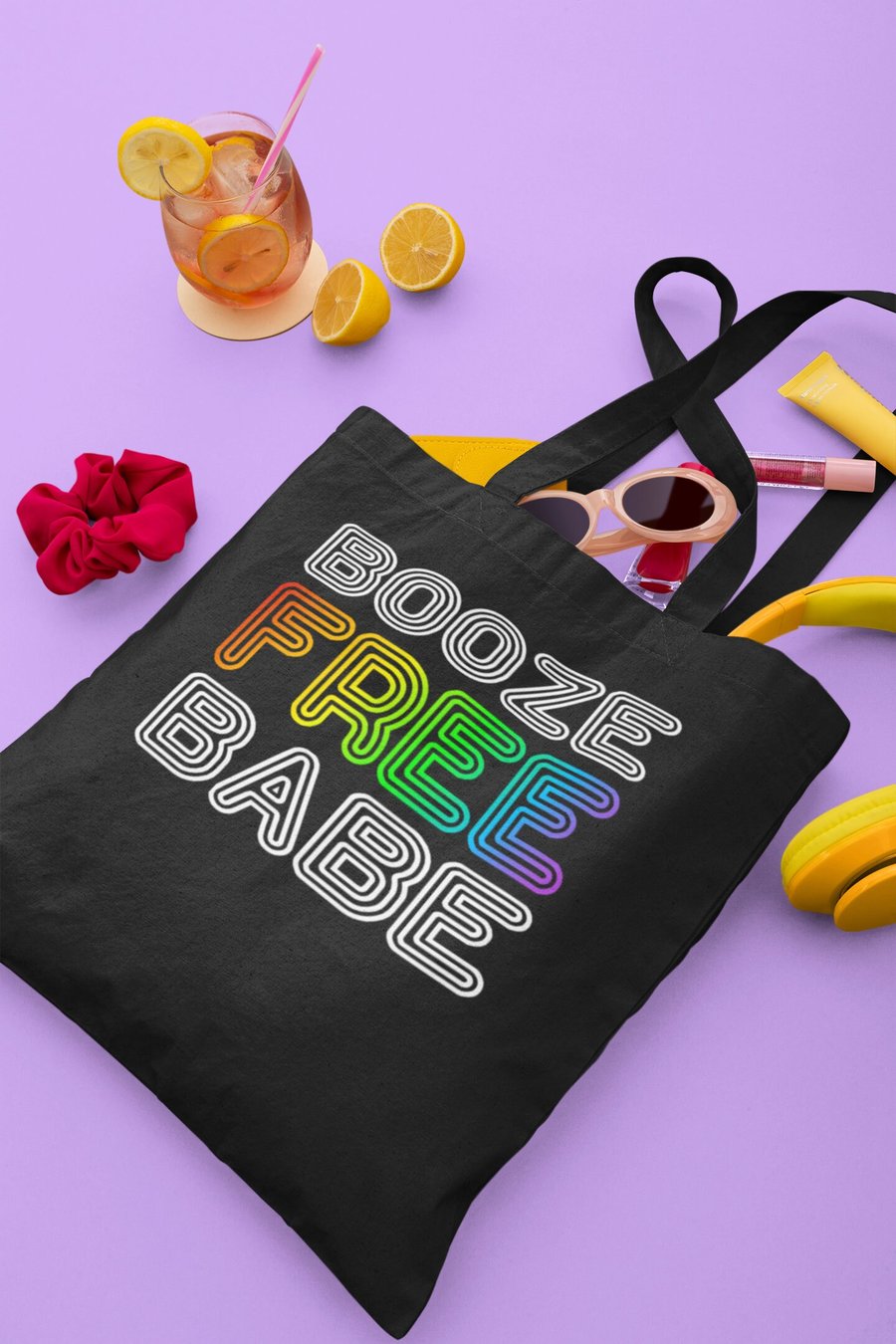 Booze Free Babe Sober Tote Bag Sobriety Gift, AA Gifts Sober Anniversary gift fo