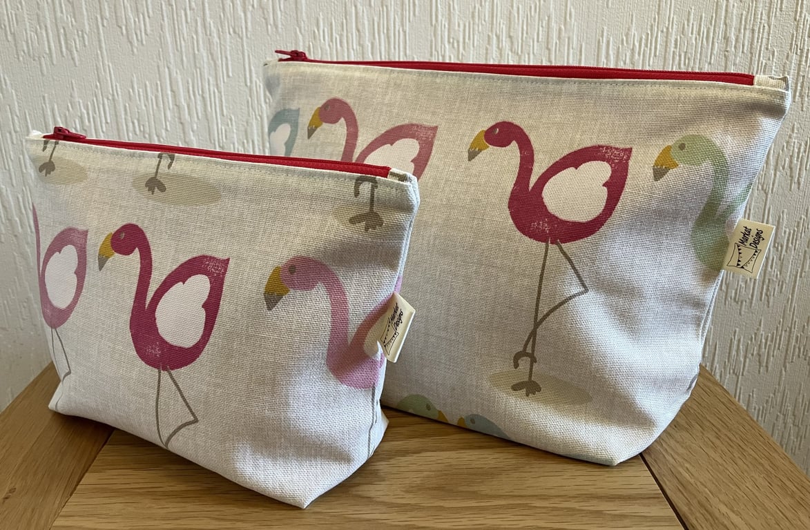 Flamingo Makeup and Washbag, Handmade in the UK