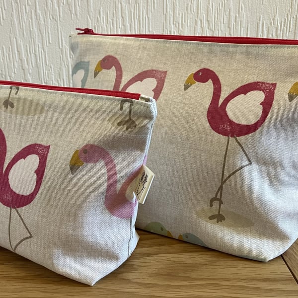 Flamingo Makeup and Washbag, Handmade in the UK