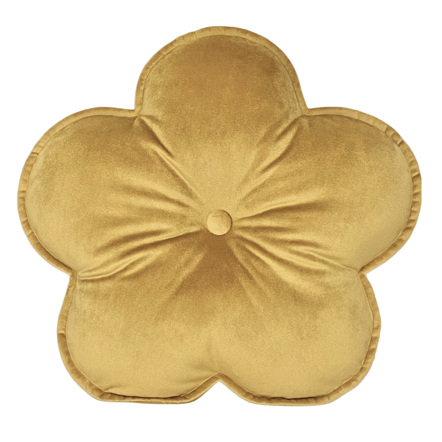 Mustard Yellow Velvet Flower Shaped Cushion Decorative Pillow Nursery Decor
