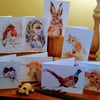 Mixed pack of 8 greetings cards , wildlife and farm animals. 