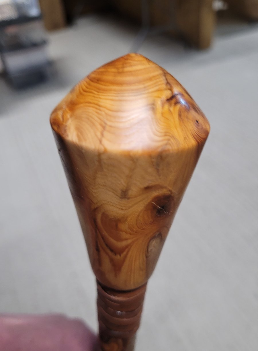 Diamond shape top hazel walking stick