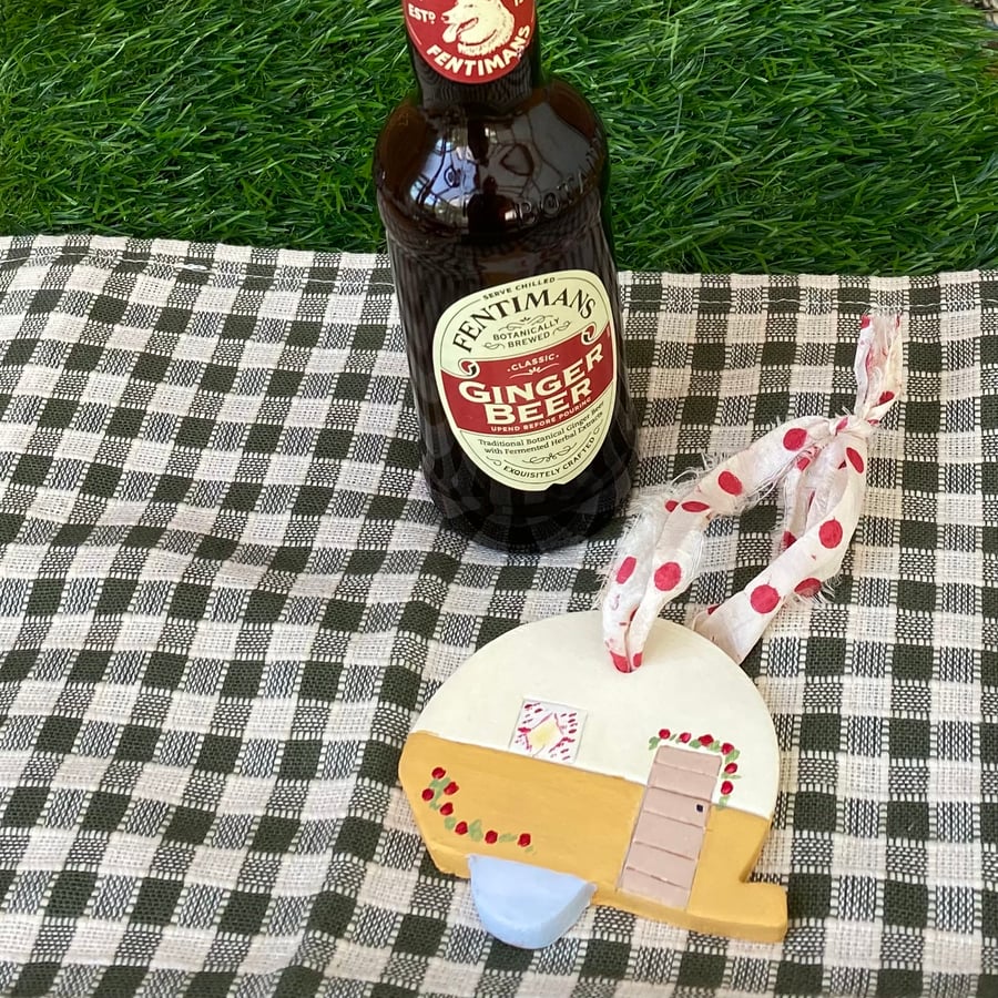 Picnic, Ginger Beer - hand painted hanging decoration (individual)