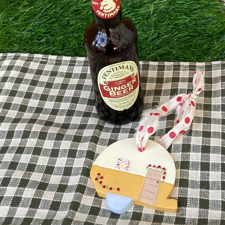 Picnic, Ginger Beer - hand painted hanging decoration (individual)