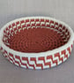 Handmade Coiled Macramé Basket - Rust & Off White Decorative Basket - Image 2