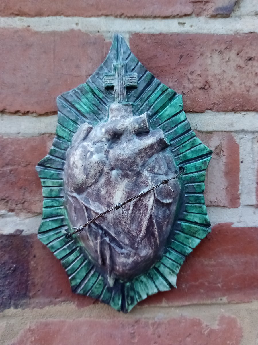 Sacred Heart Ceramic Wall Art Sculpture 