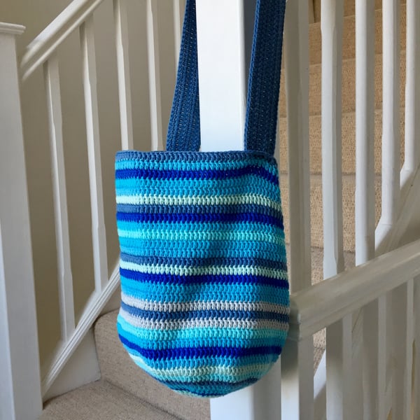 Greek Islands Crochet Cotton Tote Bag, Shoulder Bag, Free UK Shipping