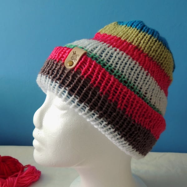 Reversible woolen beanie mixed colours