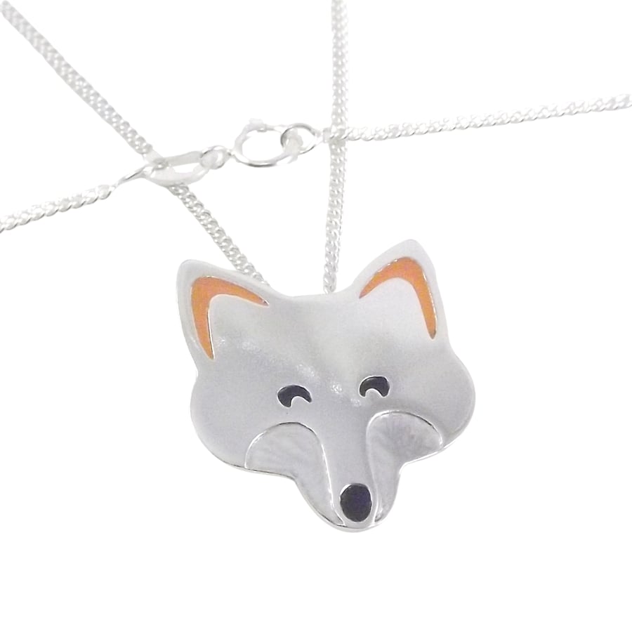 Fox Pendant (large), Silver Wildlife Necklace, Handmade Animal Gift