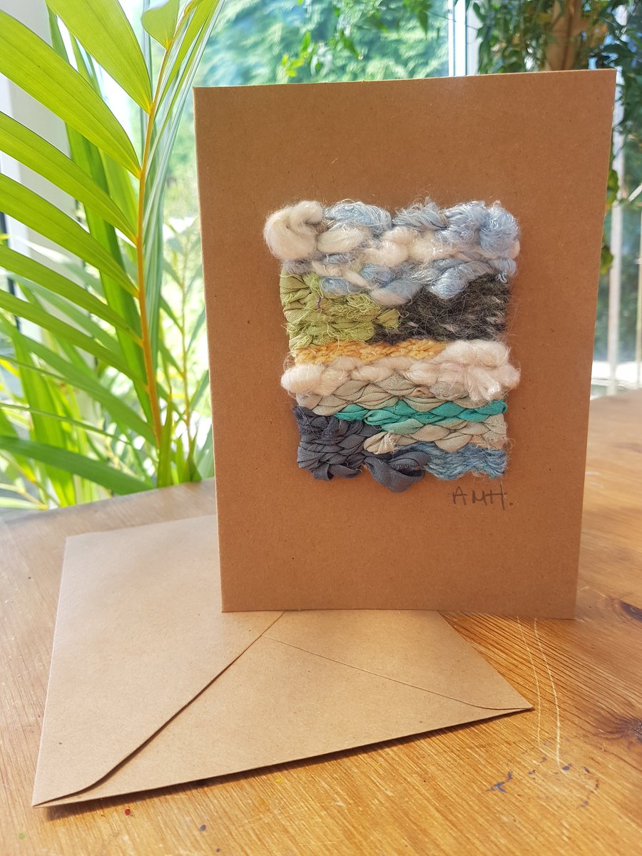 Mini Weaving Greetings Card 'Seascape I'