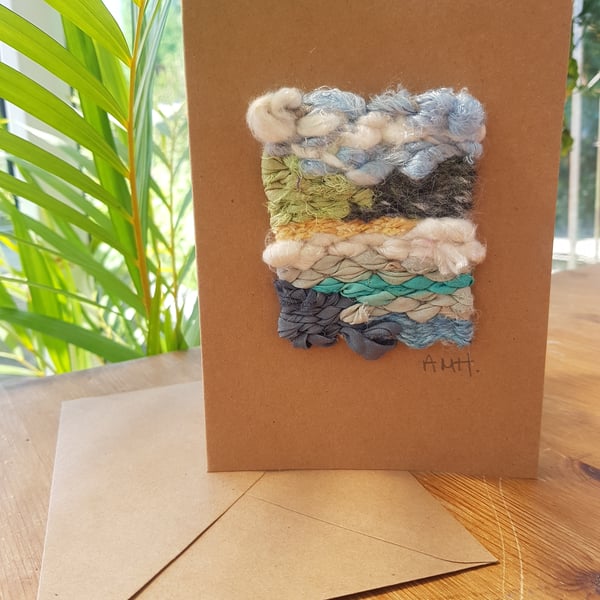Mini Weaving Greetings Card 'Seascape I'