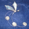 Hand made delicate stained glass butterfly suncatcher - white