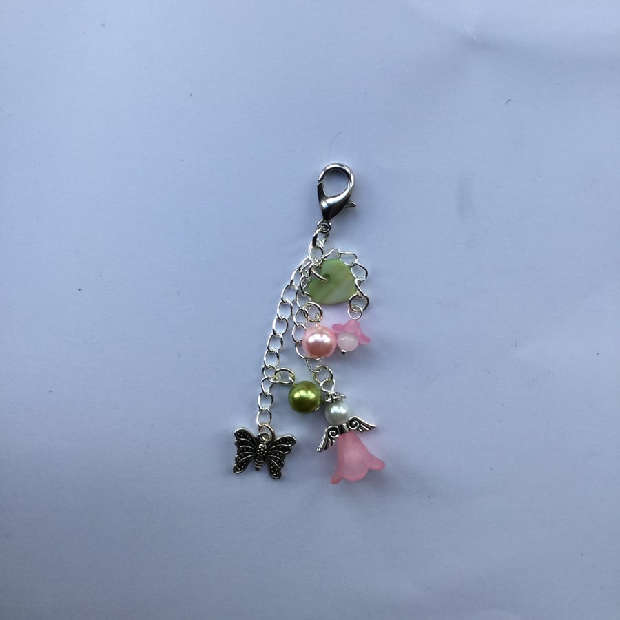 Beaded Angel Bag Charm Keyring 