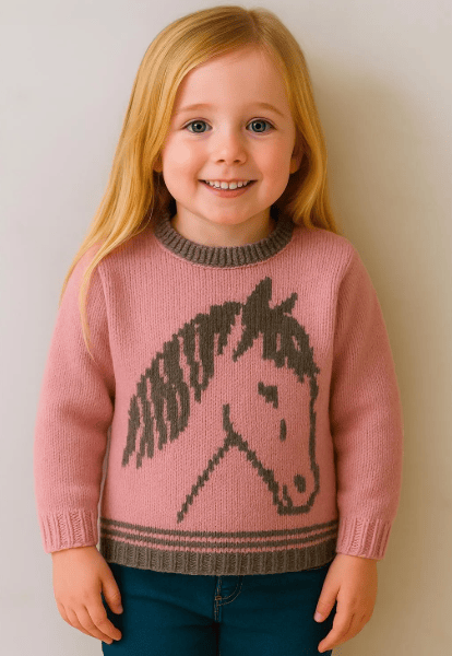 Knitting Pattern for a Horse on a Sweater.  Digital Pattern