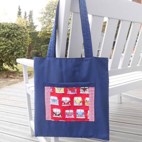 Tote bag shopper camper van theme long handles 