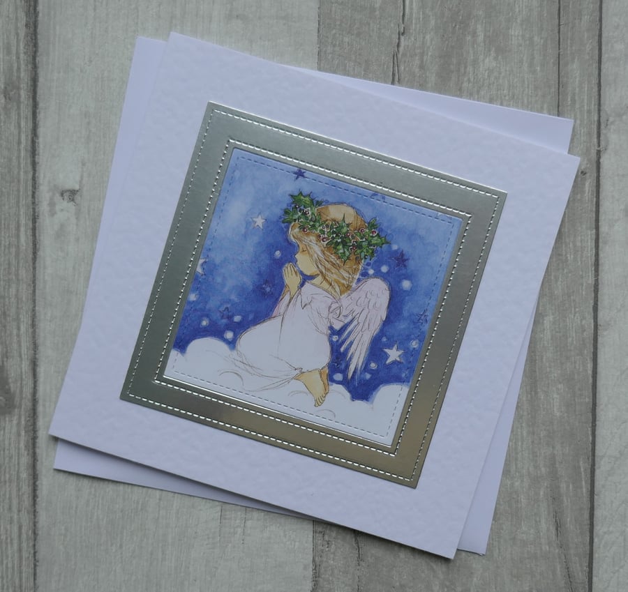 Angel Praying - Cute Christmas Card