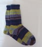 Hand-cranked Knitted Ribbed Wool Socks Size 8 to 9 - Image 2