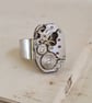 Mens Pinky Ring, Steampunk Ring, Steampunk Signet, Simple Silver Watch Movement  - Image 4