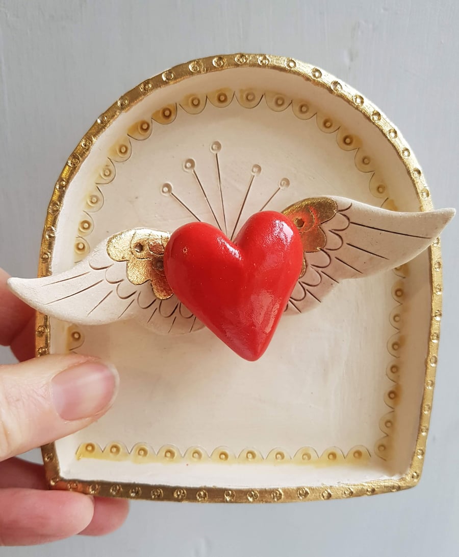 Winged Heart Shrine - Heart wall art