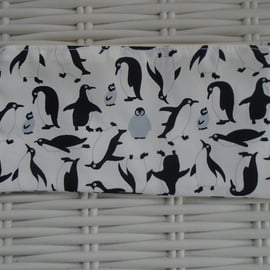 Penguins Pencil Case or Small Make Up Bag.