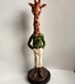 Hand-sculpted Ceramic Giraffe Safari Sculpture Whimsical Animal Art Home Decor